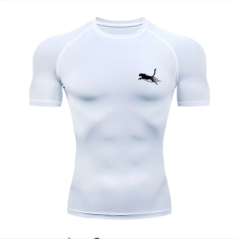 Herren Flight Print Schnelltrocknendes Kompressions-T-Shirt – Elastisches Slim Fit Sportshirt für Fitness, Laufen und Training – Detail 2