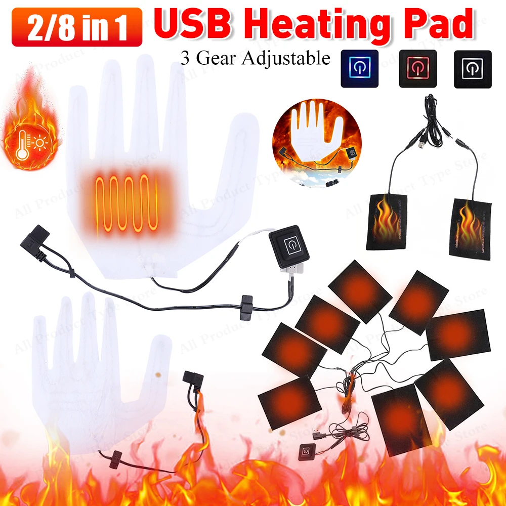 5V 3 Levels Electric Cloth Heater USB Heating Pads Outdoor Thermal Winter Heating Vest Pads Vest Heater for DIY Heated Clothing