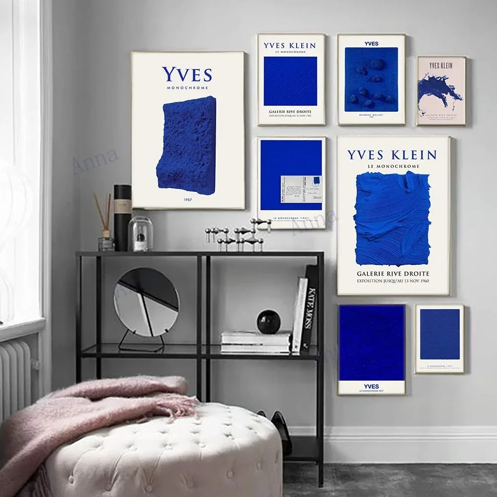 Abstract Yves Klein Blue Exhibition Gallery Wall Art Canvas Painting Nordic Posters And Prints Decor Pictures For Living Room