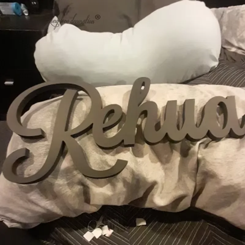 Custom Personalised Wooden Baby Name Sign Cutout for Nursery  Cut Out Children's Bedroom Decor