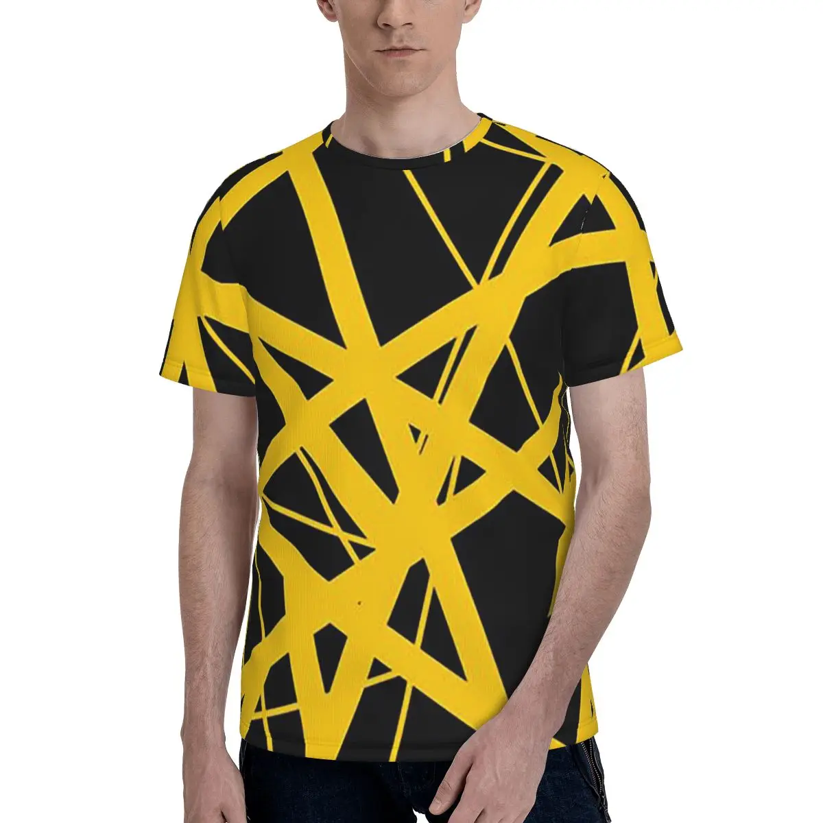 EVH Authentic Stripes Design T-Shirt for Men Cotton T Shirts Men's Short Sleeve Crew Neck Summer Clothes Tops