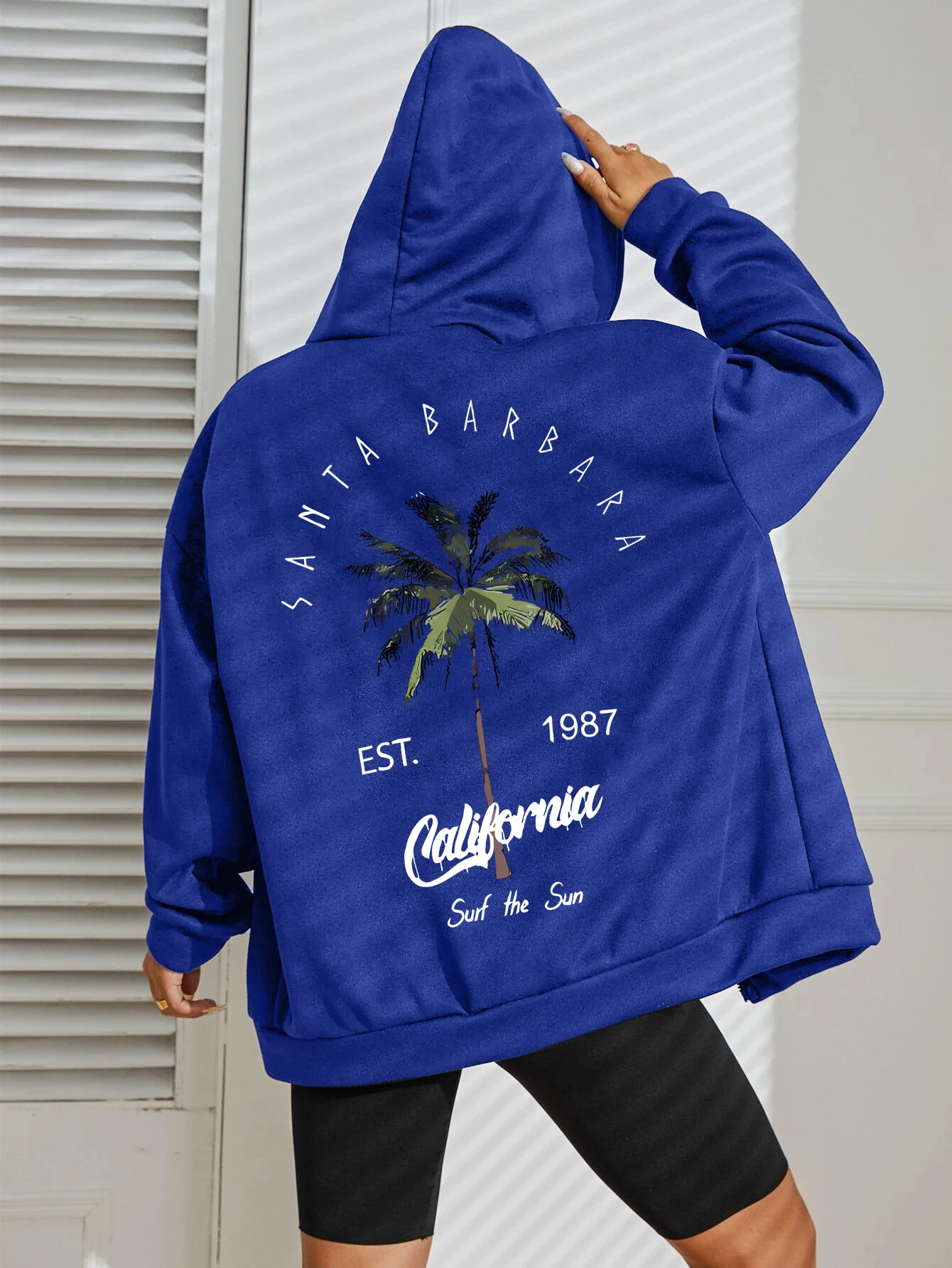 Galafonia جوز الهند النخيل سانتا باربرا طباعة الإناث سستة هودي الهيب هوب الصوف هوديس ملابس الشارع الشهير النساء كل مباراة الملابس