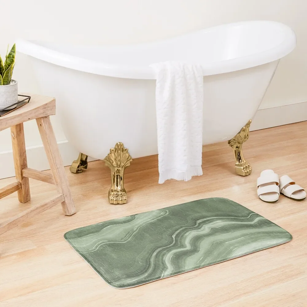 

Soft Pastel Green, Sage Green Marble Bath Mat Kitchen Bathroom Rugs And Set Mat