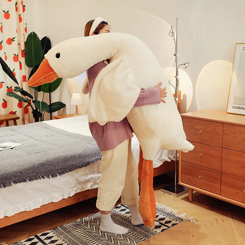 

Netizen Goose Doll Throwing Pillow Plush Toy Doll Big White Goose Cloth Doll Sleeping on Bed in Winter, Leg Clamping Girl