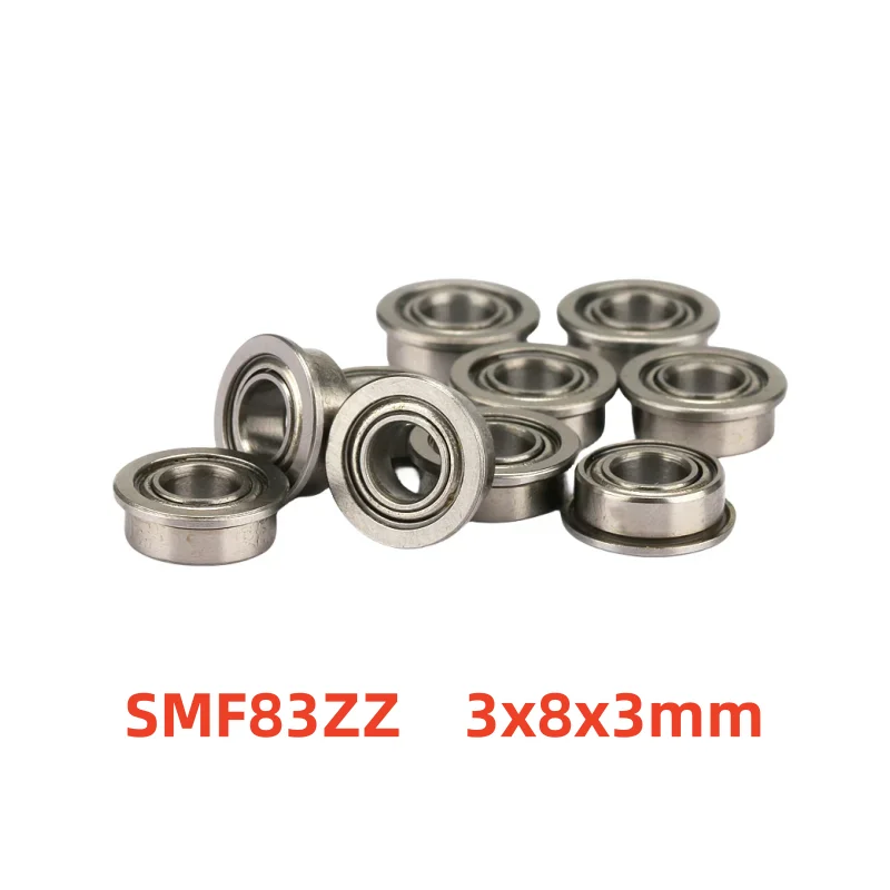 50pcs stainless steel flanged bearing SMF83ZZ 3x8x3mm miniature flange deep groove ball bearings SMF83 -2Z 3*8*3 mm  ABEC-5