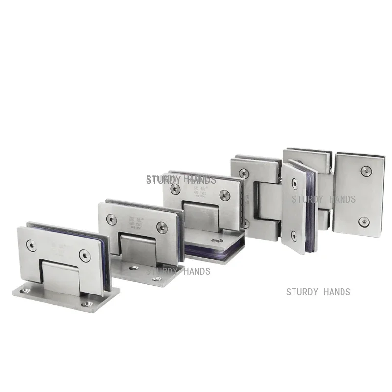 

Stainless Steel Frameless Nickel Brush Glass Door Hinge 90 Degrees Of Bathroom Glass Clamp Bathroom Folding Glass Clip