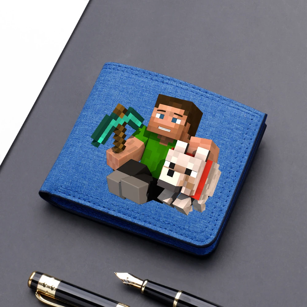 Miner Crafting Pixel Coin Purse Cute Wallet Cartoon Wallets Portable Short Purse Travel Storage Bag Card Holder Birthday Gifts