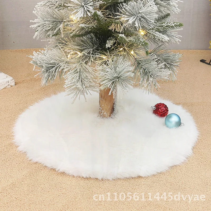 Vestido de árbol de Navidad de pelusa larga de Color sólido, alfombra de felpa de tamaño pequeño, decoraciones minimalistas modernas para accesorios de juego de vacaciones