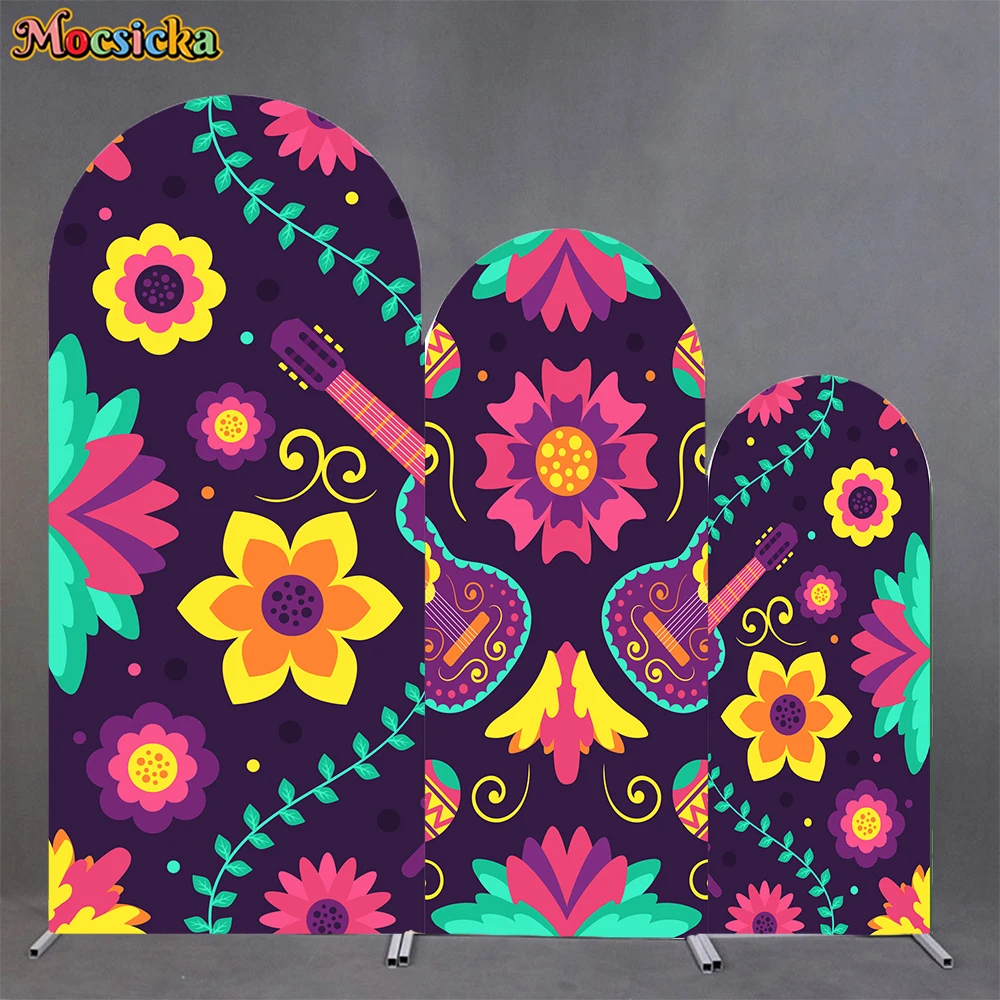 Mocsicka Painted Flower Arch Cover Backdrop Soft Elastic Double-Faced Birthday Woman Wedding Arched Background Party Decor Props