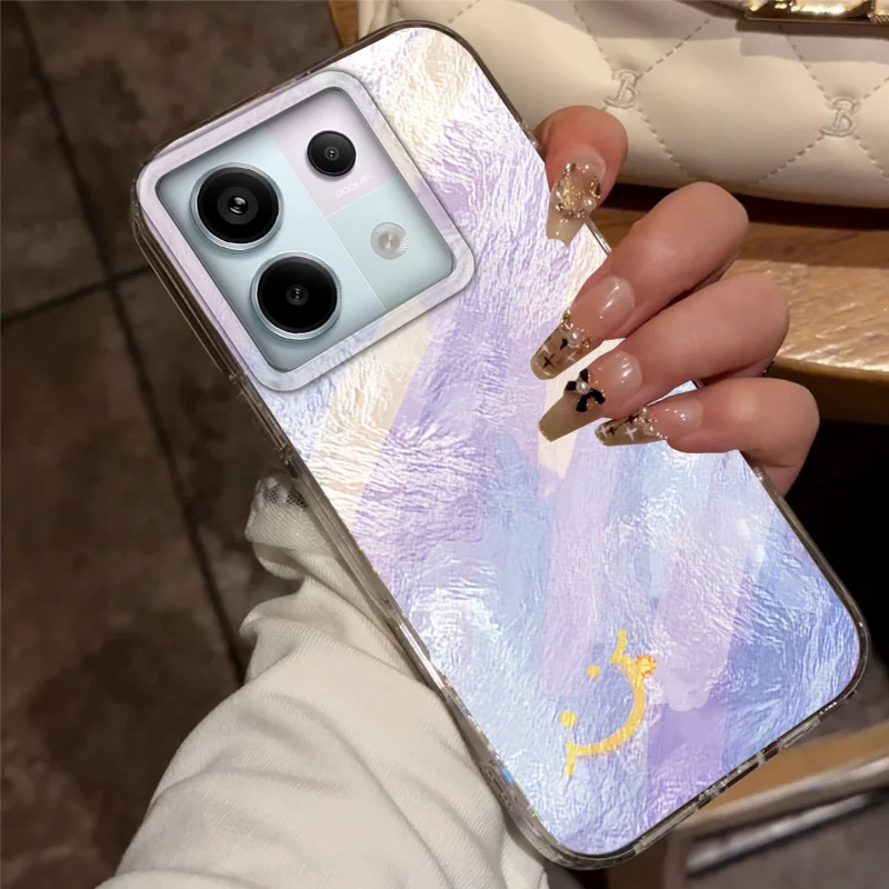 Graffiti Purple Brown Women Phone Case For Xiaomi Poco X7 X5 M6 X6 X3 NFC M2 M5s M6 Pro C61  Women Shockproof Funda Cover Coque