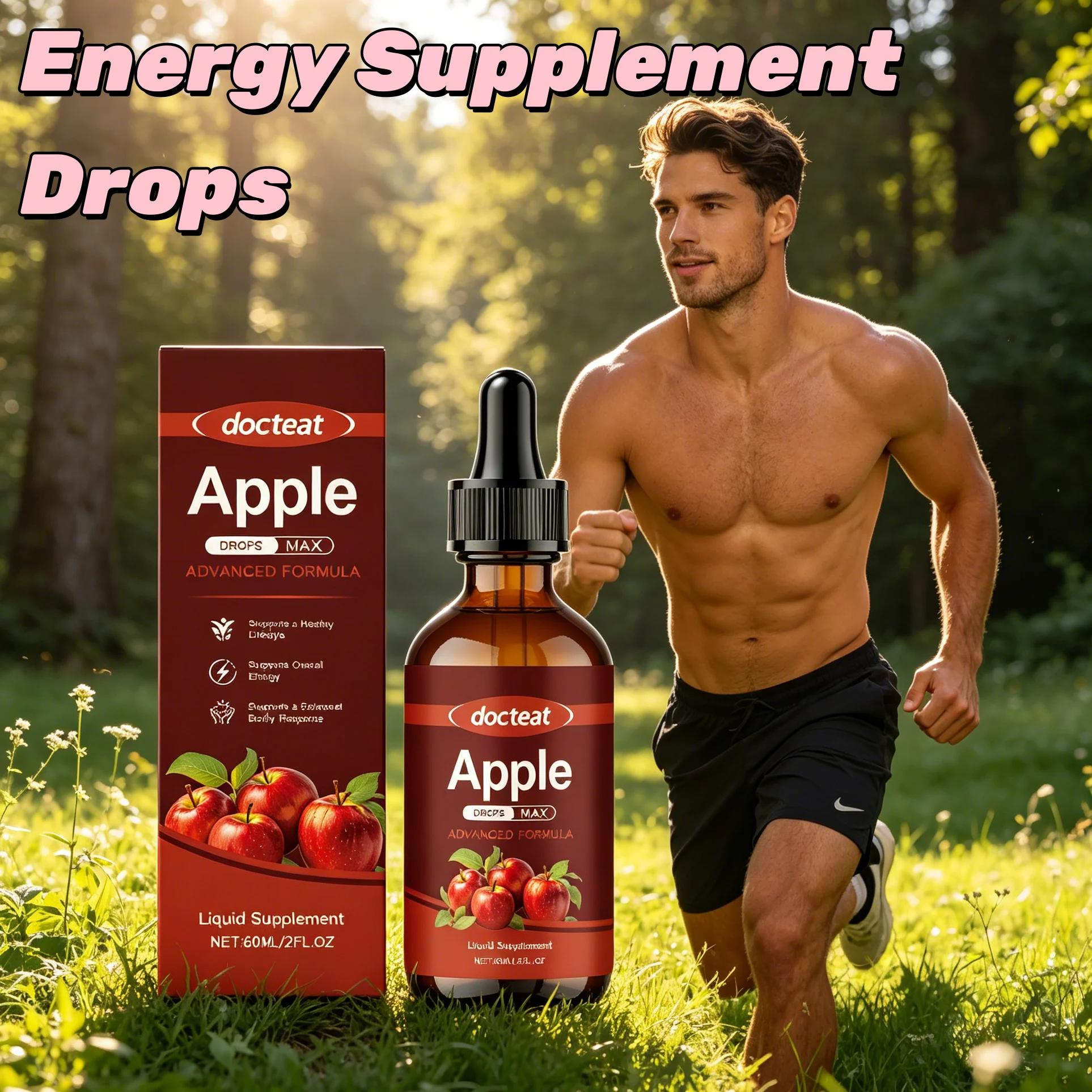Organic Apple Detox Oral Drops Boost Daily Energy Detoxify Body Improve Digestion Weight Management Liquid Dietary Supplement