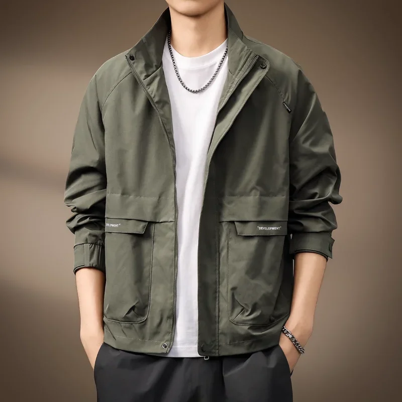 

Vintage Stand Collar American Style Work Clothes Interchange Autumn Outdoors Windproof Waterproof Jacket Pocket Coat JJ572