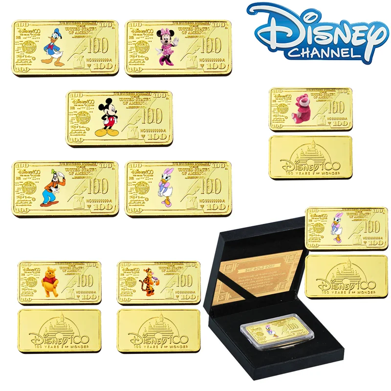 Disney 100th Anniversary Commemorative Coin Square Coin Commemorative Gift Accessories Costumes Badge Kids Gifts Mickey Mouse