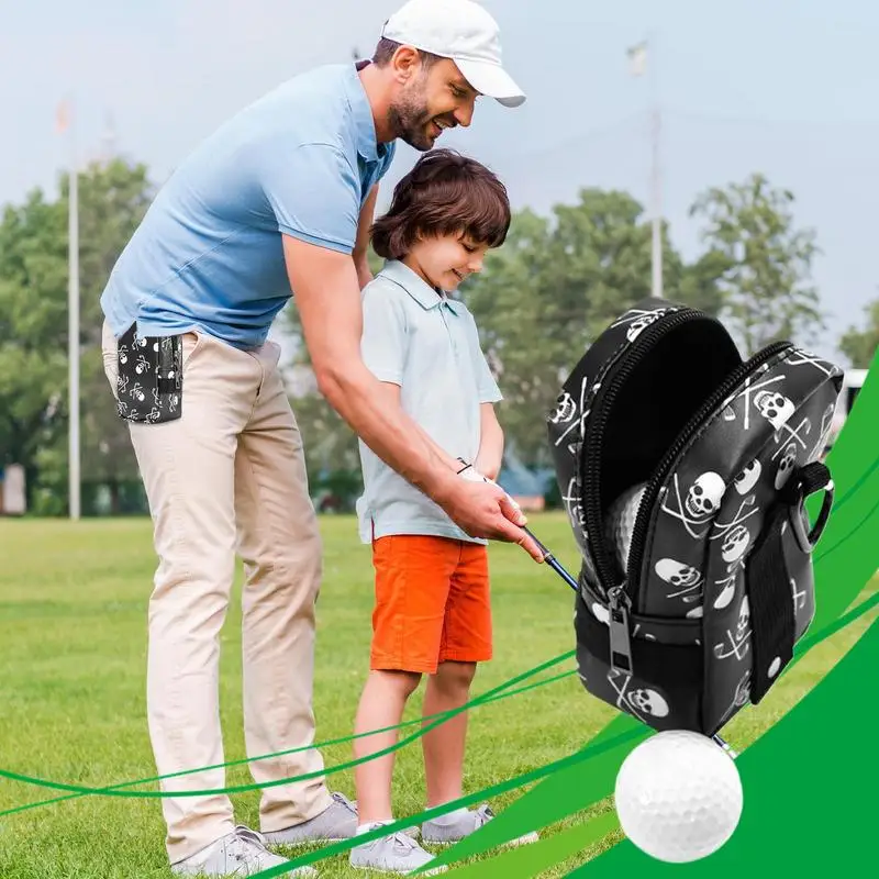 

Golf Pouch Bag Skull Printed PU Ball Pouch For Golfer Golf Accessories Golf Tee Pouch Waterproof Protective Cover For Valuables