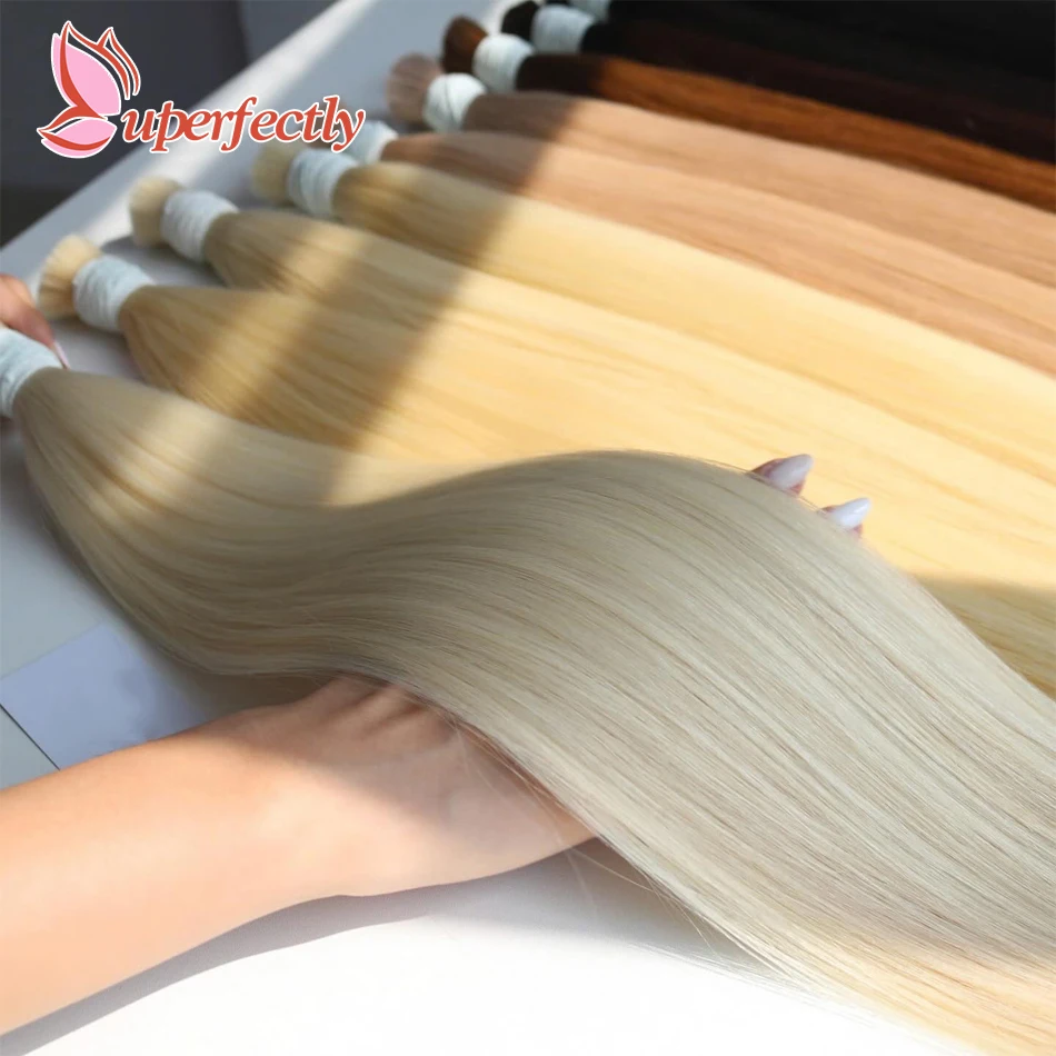 

No Weft Burmese Hair Human Hair Bulk 100% Virgin Remy Natural Hair Extensions Straight No Weft Human Hair for Braiding Wholesale