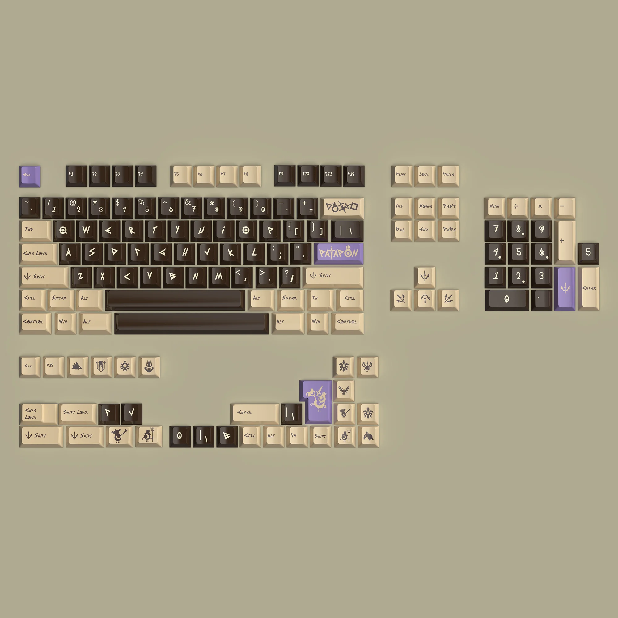 VIVIDKEY Patapon Keycap Cherry Profile PBT Dye Subbed keycap for mx keyboard 87 104 xd64 BM60 made68 ev63 wooting 60he V2 HFX68