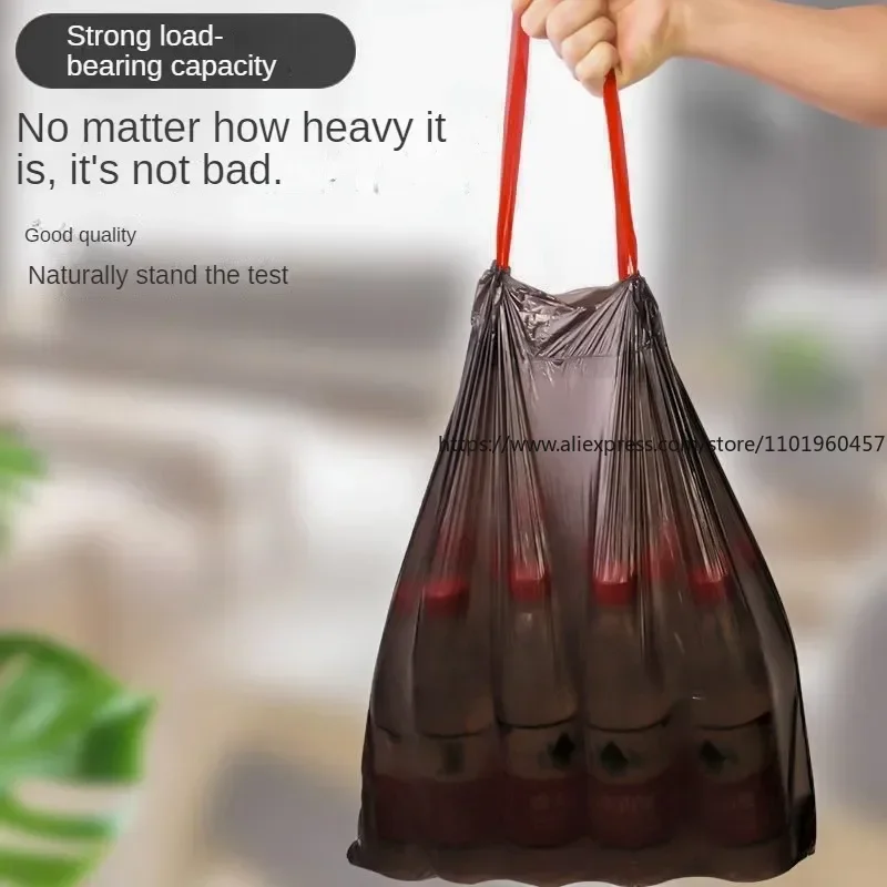 Durable Household Garbage Bags,Thickened Drawstring Garbage Bag,Kitchen Automatic Closing Portable Plastic Bag,Color Random