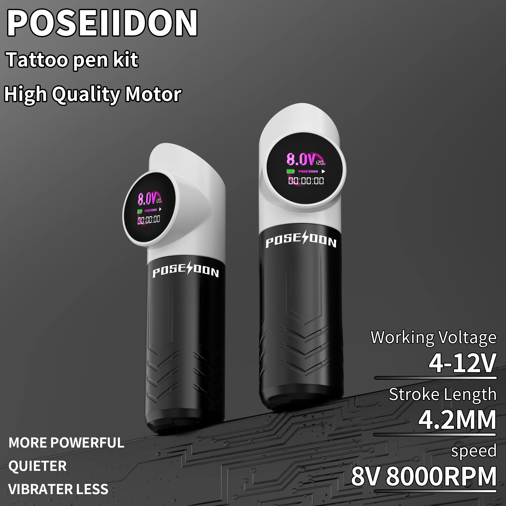 Panda POSEIDON Tattoo Machine Battery Pow Adjustable Stroke Tattoo Pen With Powerful Custom Motor For Professional Tattoo Artist