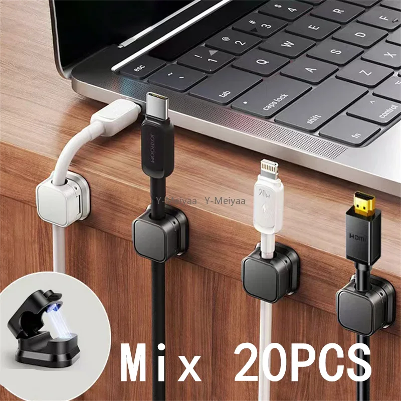 1/5/10/20PCS Magnetic Cable Clip Cable Holder Adhesive Wire Keeper Cord Cable Organizer for Home Office Under Desk Management