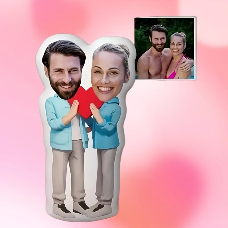 A Custom Photo Pillow, Couple's Pillow. Send Your Favorite Photos to Customize a Couple's Photo and Text Cushion. Suitable for B