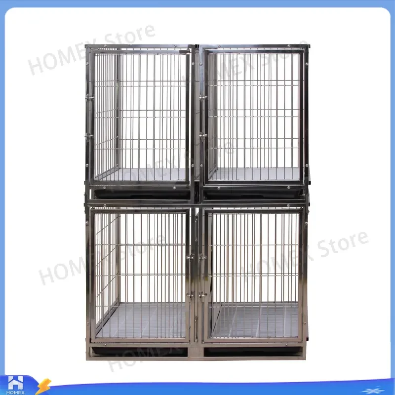 Foldable Stainless Steel Pet Cage Modular Wire Dog Crate Cat Kennel Veterinary Grooming Salon Show Puppy Enclosure Large