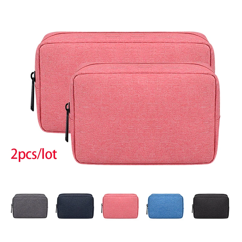 

2pcs/lot Portable Electronics Digital Travel Storage Bag USB Earphone Charger Data Cable Organizer Cosmetic Pouch Case