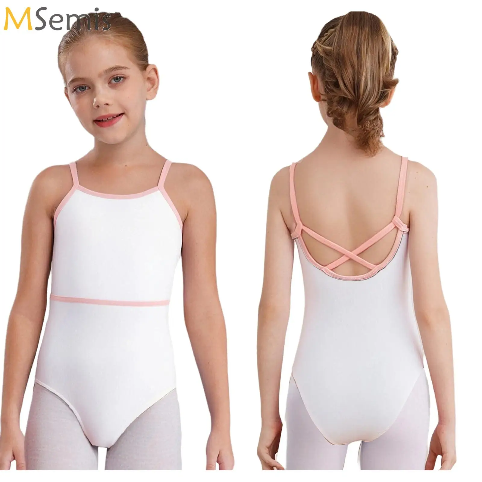 

Girls Butterfly Wings Ballet Dance Bodysuit Gymnastic Performance Costume Ruched Mesh Camisole Leotard Ballerina Class Dancewear