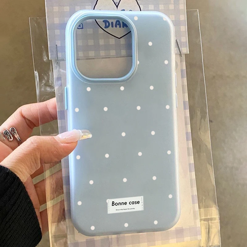 Cute White Polka Dots Design 2-in-1 Phone Case For Samsung Galaxy A56 A36 A16 A34 A54 S26 S25 FE S24 S23 S22 Ultra Plus Cover