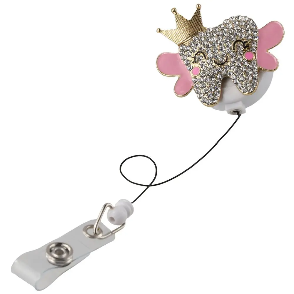 Diamond Teeth  Retractable ID Card Holder, Badge Scroll Buckle ID Card Buckle