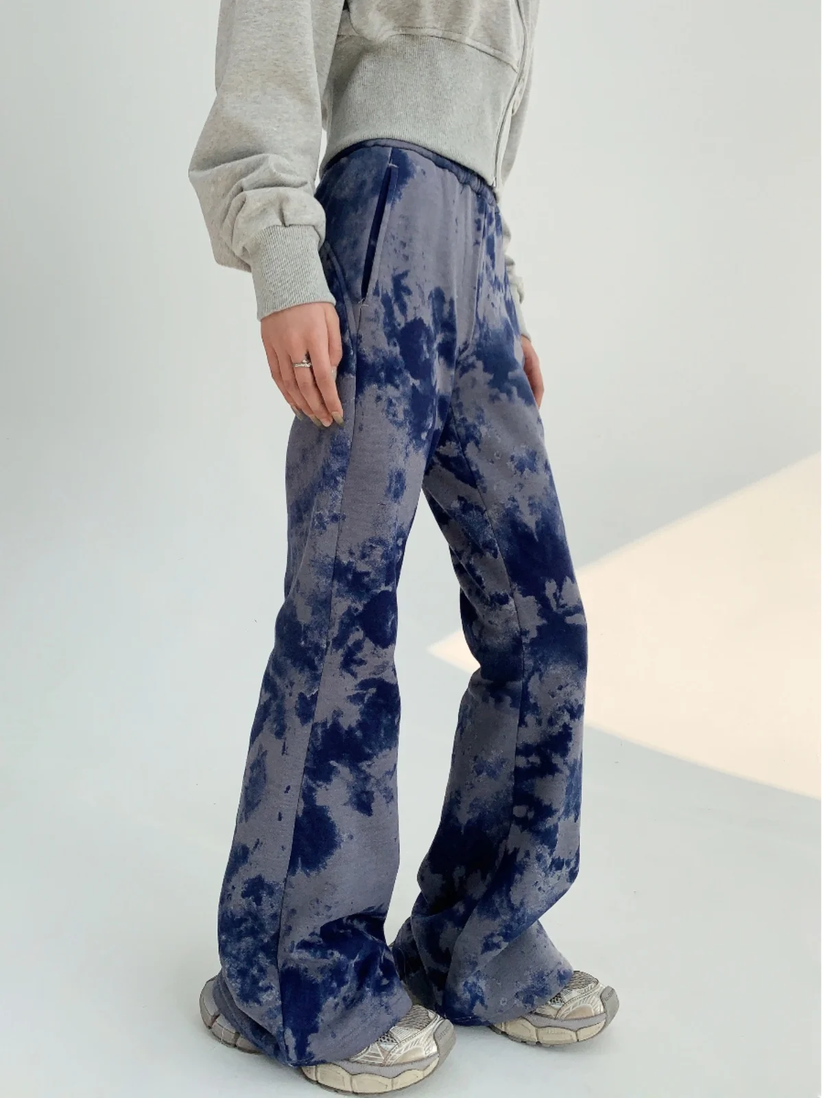 

Утягивающие брюки-колокольчики, американские уличные брюки с принтом тай-дай, повседневные брюки, длинные брюки, женские модные брюки