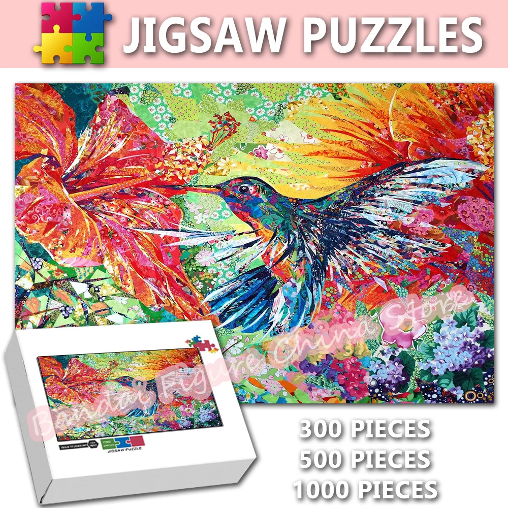 Abstract Graffiti Art Animals Print Puzzle 300/500/1000 Pieces Hummingbird Birds Jigsaw Puzzles Educational Party Game Gifts