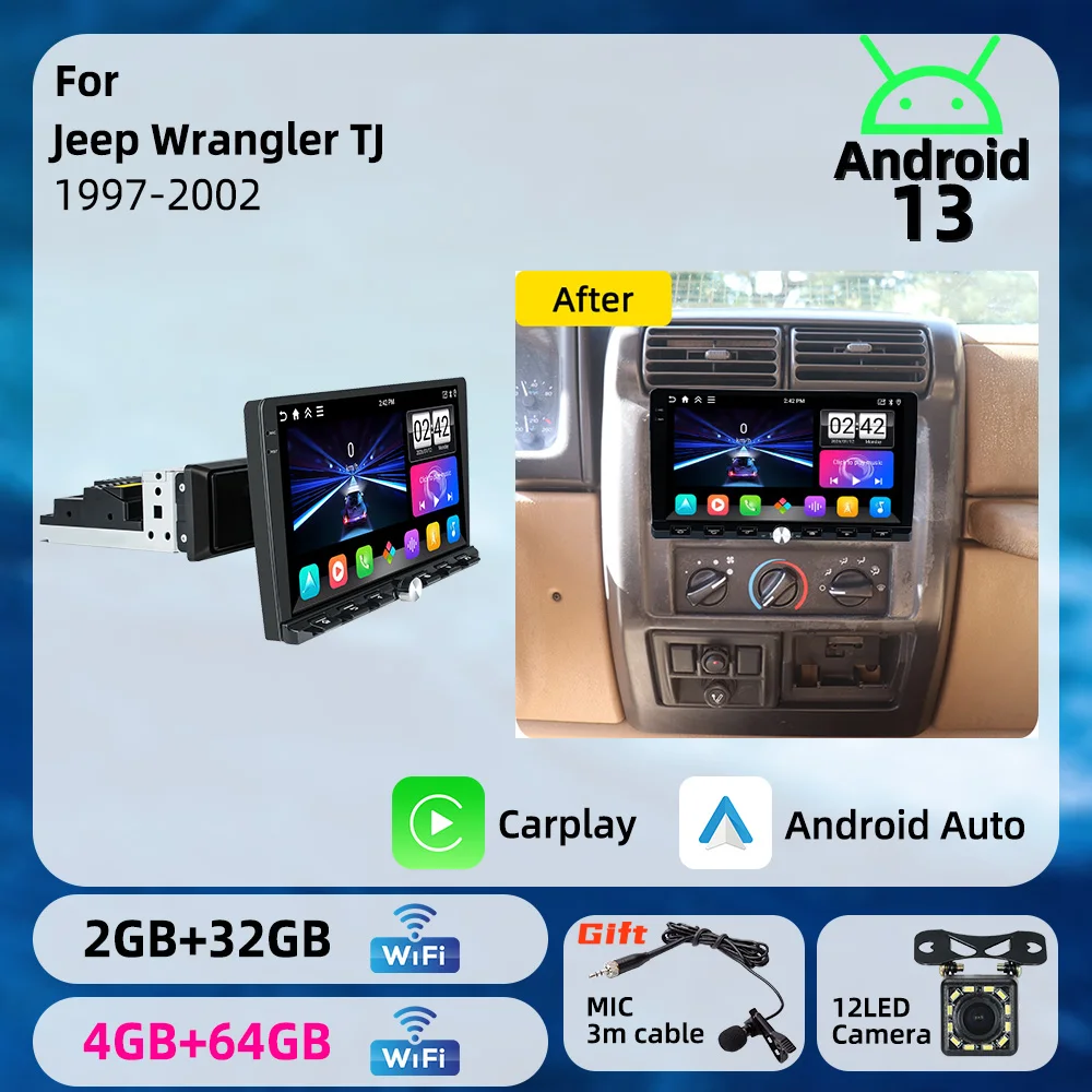 Car Multimedia 1din Head Unit Android Car Radio Autoradio Screen Stereo for Jeep Wrangler TJ 1997-2002 9