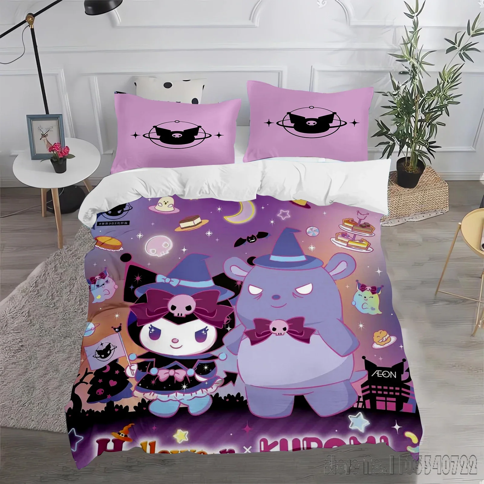 Admire Kuromi Cartoon· Love Child Duvet Cover Set HD Comforter Cover Bedclothes for Kids Bedding Sets Bedroom Decor