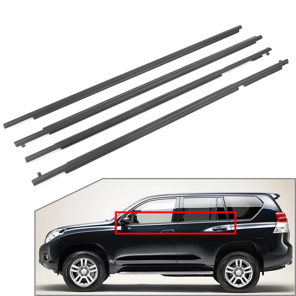 4PCS Genuine Car Weather Strip Moulding Trim Door Belt For Toyota Land Cruise Prado 2010 2011 2012 2013 2014 2015 2016 2017 2018