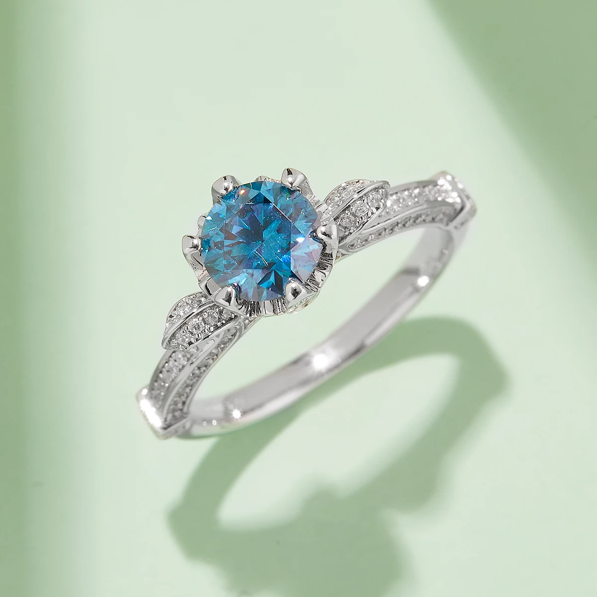 تصميم الأزياء 1 CT مويسانيتي خاتم الخطوبة ثلاثة ألوان للنساء خواتم الزفاف والمجوهرات