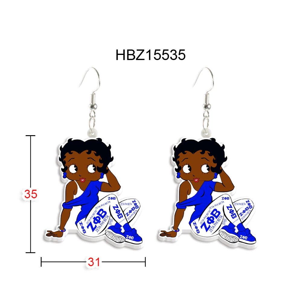 Zeta Phi Beta Sorority ZFB Women Drop Earrings Acrylic Cute Multicolour Fashion Jewelry For Woman Girl Holiday Birthday Gift