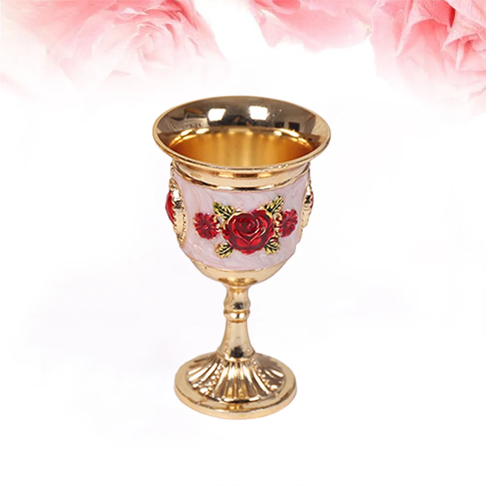 Inlay Style Zinc Alloy Goblet Goblet Carved White Glass Stem-cup Stemware for Home Bar Party (Silver)