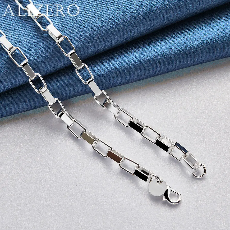 ALIZERO 925 Sterling Silver Necklace 4MM Long Lattice Chain Necklace For Men Women Jewelry Fashion Party and Daily Wear