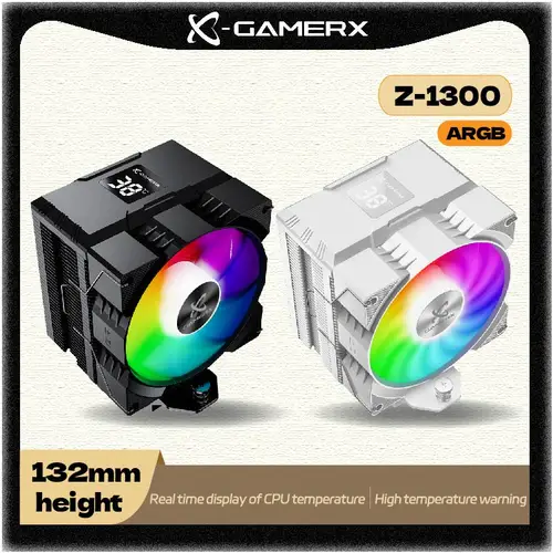 Power train X-Gamerx Z-1300 9cm con pantalla digital de temperatura cuatro tubos de calor CPU enfriador de aire ARGB LGA1700 1200 115X AM4 AM5