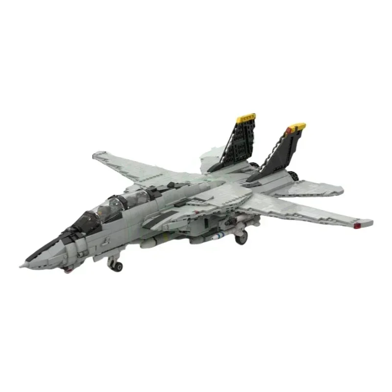 เครื่องบินทหารรุ่น MOC อาคารอิฐ 1:35 F-14 Cat Fighter Jet Modular เทคโนโลยีของขวัญวันหยุดประกอบของเล่นเด็กชุด