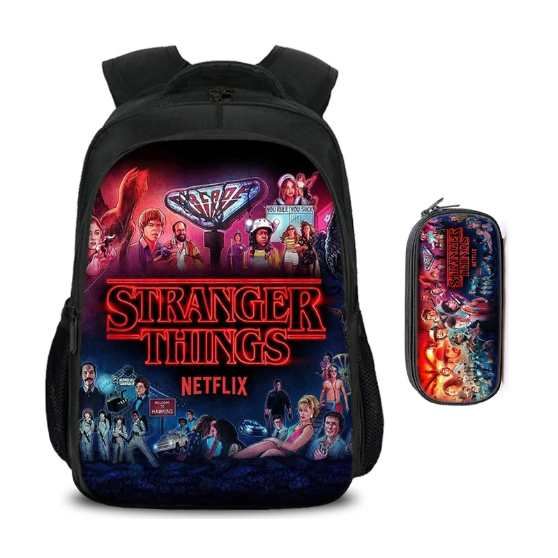 

Stranger Things Double layered Backpack 2Pcs/Set Child School Backpack, Pencil Bags School Bags for Boys Girls Best Gift