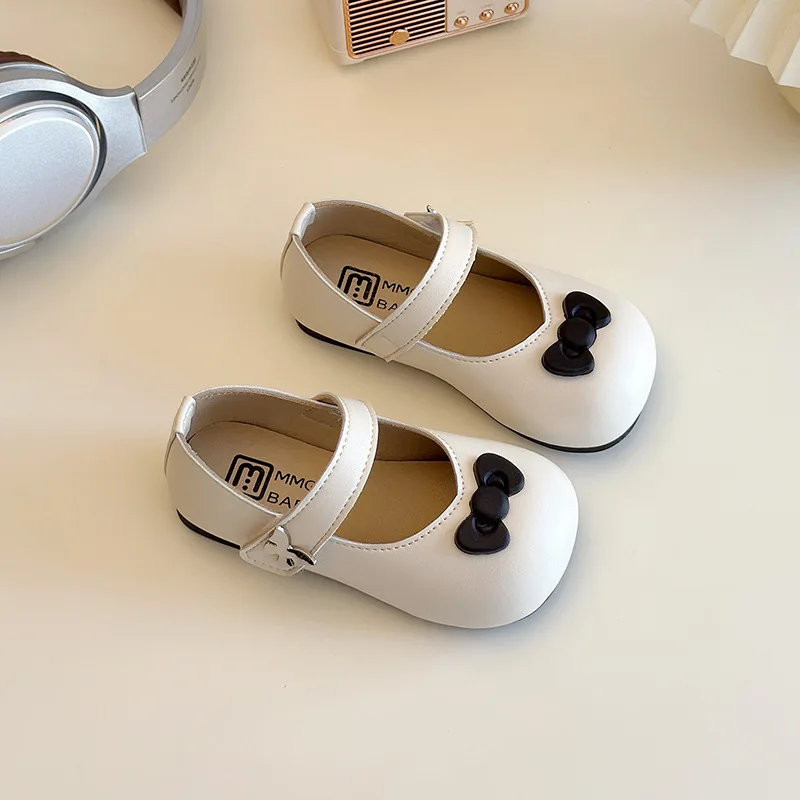 

2025 Autumn New Kids Leather Shoe Fashion Girls' Princess Shoes Shallow Mouth Child Casual Shoe Simple Girls Performance Shoes