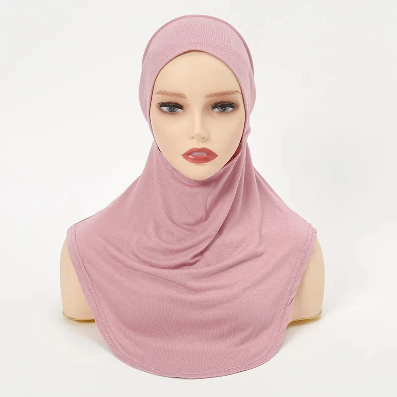 Muslim Solid Color Instant Hijab Simple Thin Breathable Elastic Small Hat Casual Outdoor Sunscreen Modal Hijab Cap