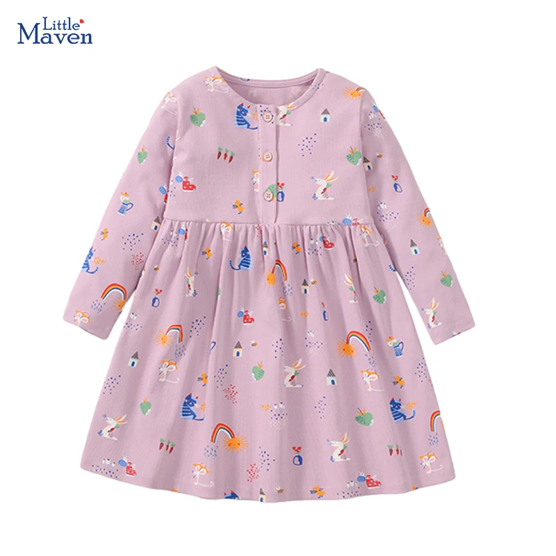 Little maven Baby Costume vestiti per ragazze vestono vestiti autunnali abbigliamento per bambini cartone animato maniche lunghe abito Casual in