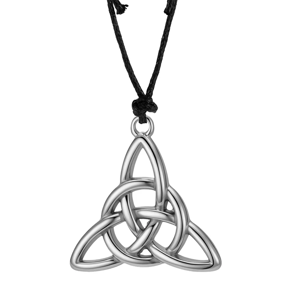 Trinity Knot Necklace Triquetra Irish Knot Pendant Adjustable Chain Stainless Steel Vintage Spiritual Amulet Jewelry Gift Men