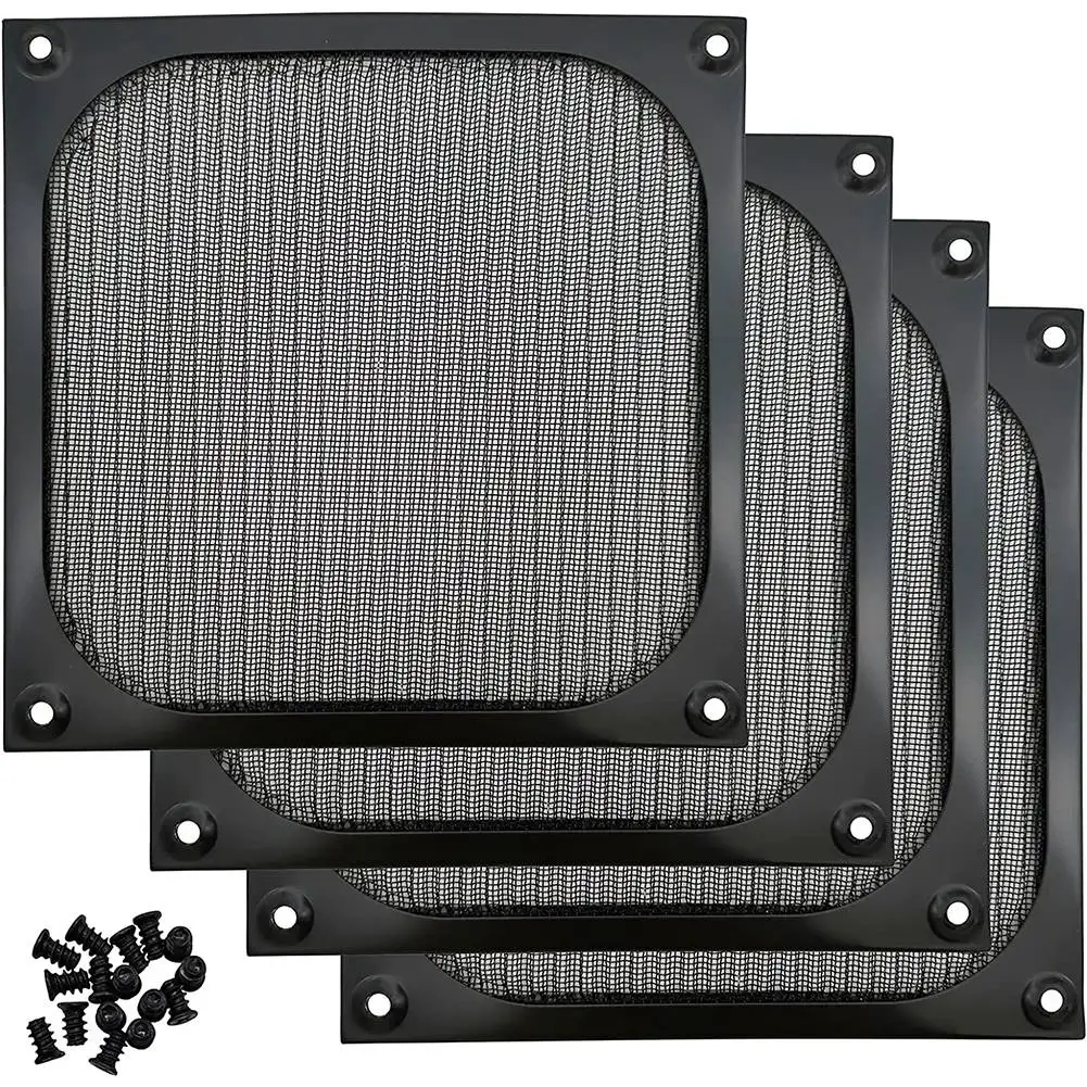 Desktop Computer Case Fan Poeira Filtro Grelhadores, Dustproof Caso Tampa com Parafusos, Quadro de Alumínio Mesh, 4 Pack, 140mm