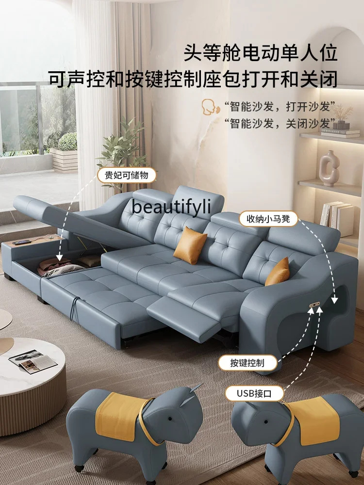 Multifunctional Sofa Bed Dual-Use Folding Modern Minimalist Living Room Retractable Storage First Class Full Electric