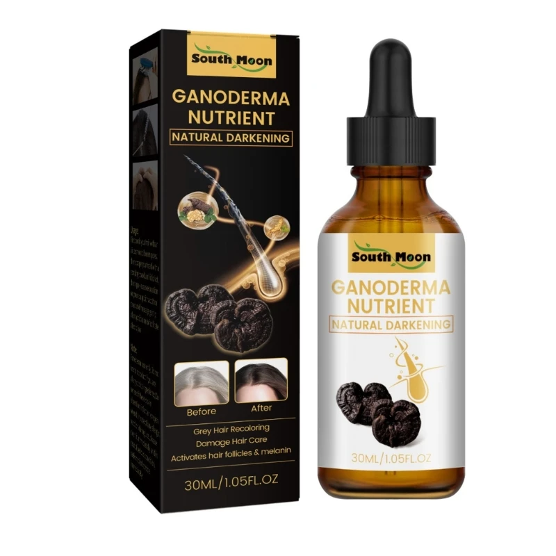 

30ml Anti-Greying Hair Serum Ganoderma Nutrient Natural Darkening Serum Anti-greying Hair Serum Oil for Women Men