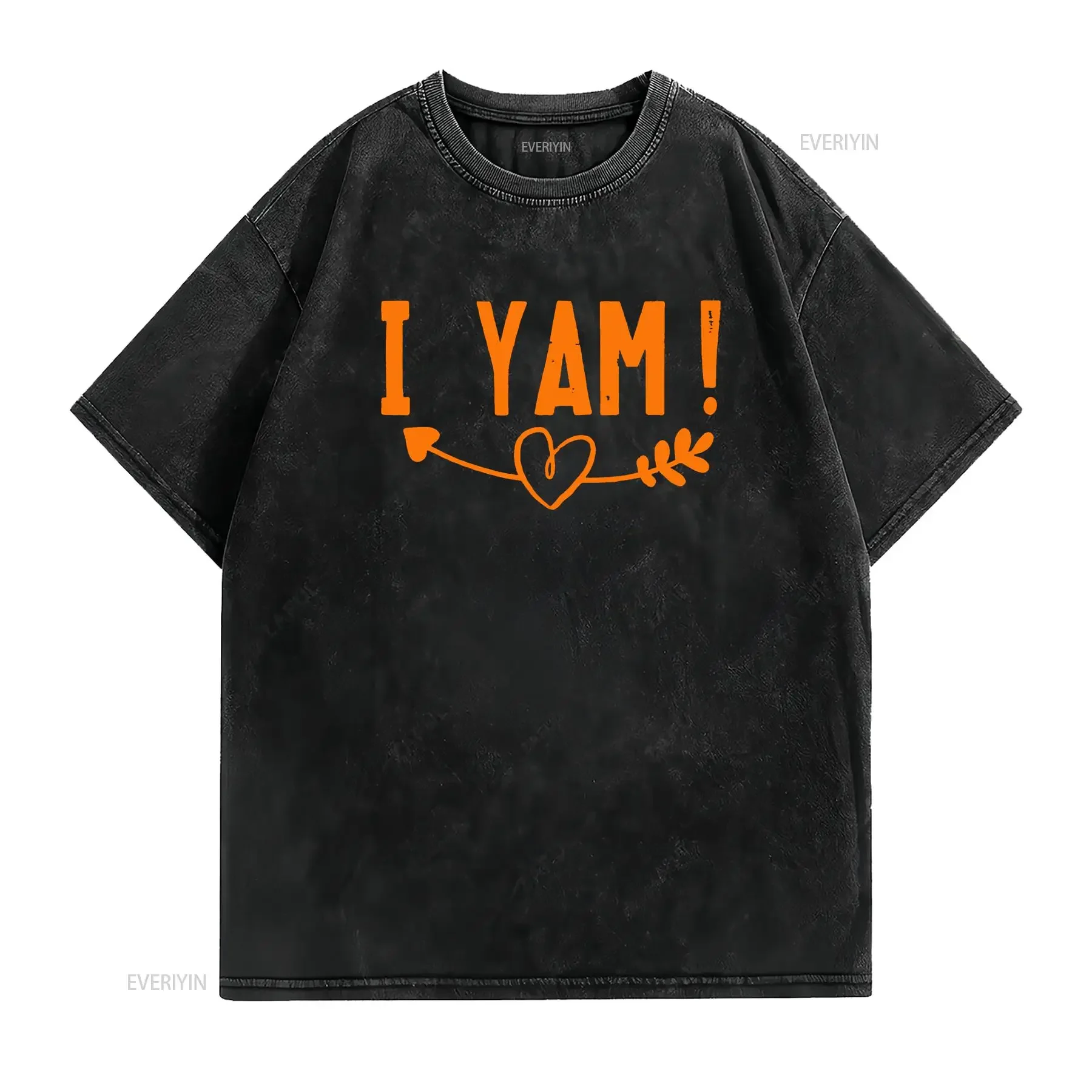 I Yam She s My Sweet Potato Couples Funny Thanksgiving T Shirt vintage Washed Stylish homme Unisex Versatile Breathable