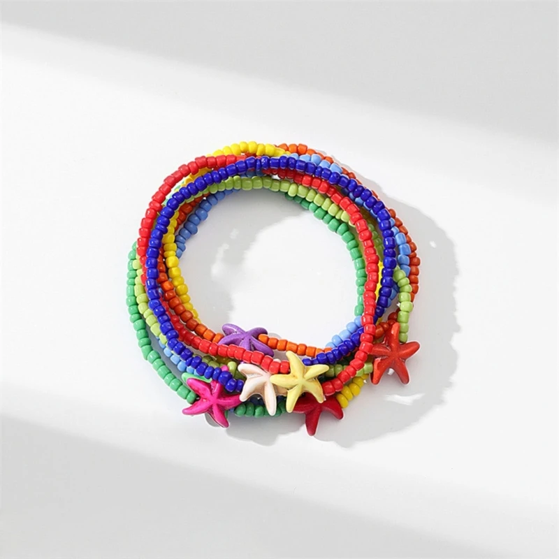 Bracelet bohème fait à la main pour femmes, bijou ethnique coloré, perles, étoile de mer, breloque, cadeau de fête sur la plage, Y08E